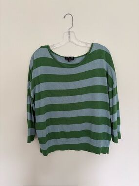 ZILCH Amsterdam Striped Bamboo Knit Top XL Green Blue